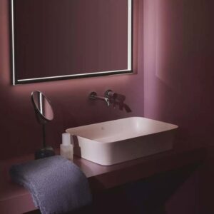 Lavabo rosa rettangolare serie Ipalyss® 55x38 con piletta a colore inclusa